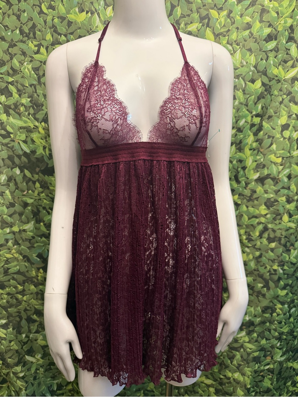 Victoria's Secret Deep Purple Lace Halter Chemise Lingerie